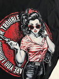 ARE YOU LOOKING FOR TROUBLE  Pin Up Rockabilly Men T-Shirt Black