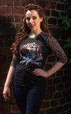 HAND TOOLS Pin Up Rockabilly Ladies T-Shirt 3/4 LEOPARD SLEEVES Special!