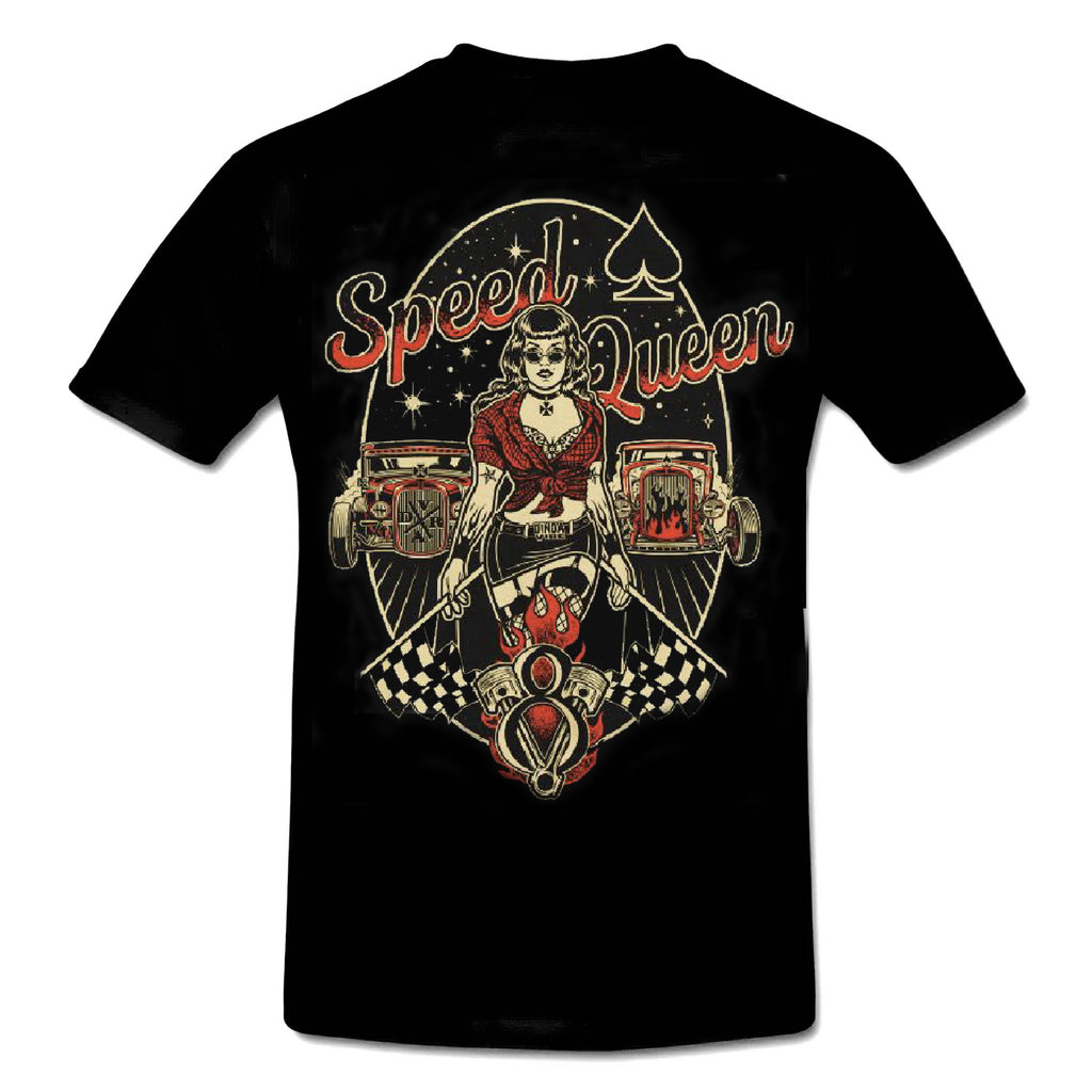SPEED QUEEN - HOT ROD Pin Up Girl V8 Rockabilly T-Shirt Men