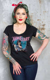 Ready for a JUMP START Pin Up Rockabilly Ladies T-Shirt OPEN NECK!