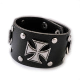 Bracelet MALTESE CROSS EMBLEMS - Motorhead Vintage Style RETRO CLASSIC Real Leather SPECIAL PRICE!