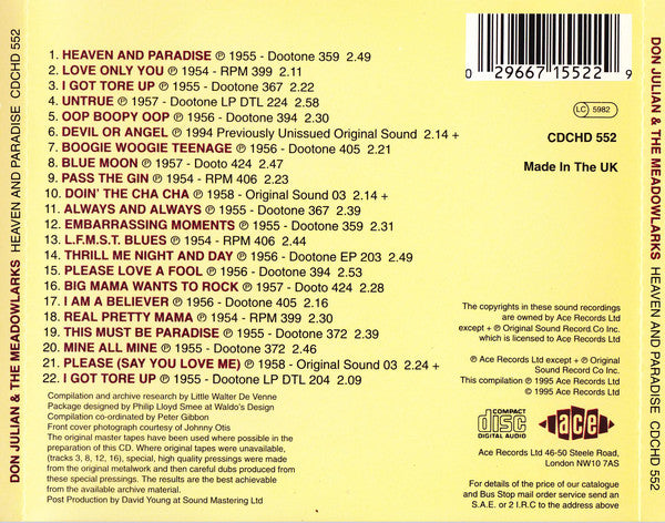 DON JULIAN & THE MEADOWLARKS - HEAVEN AND PARADISE Great CD!
