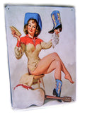 Decoration METAL PLATE Pin Up Cow girl