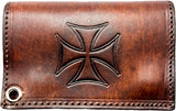 Leather WALLET Minimax (Small & Large Space) MALTESE CROSS Special Made in USA - BROWN