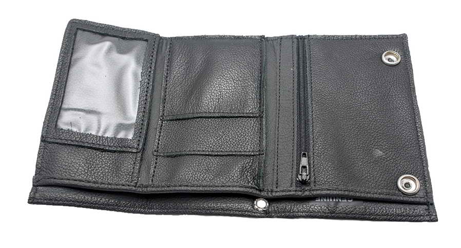 Leather WALLET BIKER DE-LUXE BLACK Made in USA !