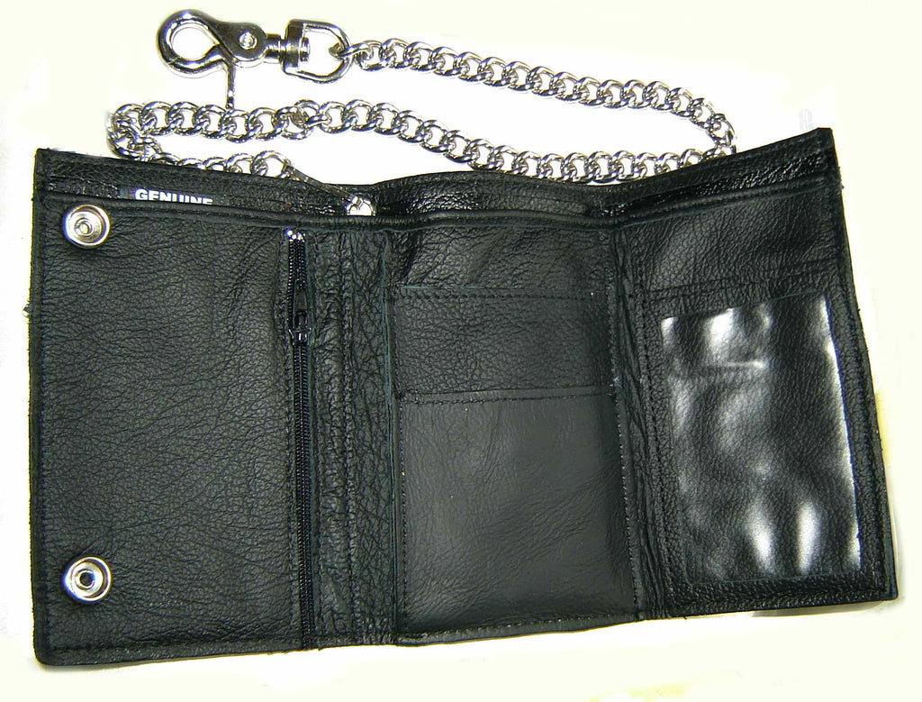 Leather WALLET BIKER DE-LUXE BLACK Made in USA !