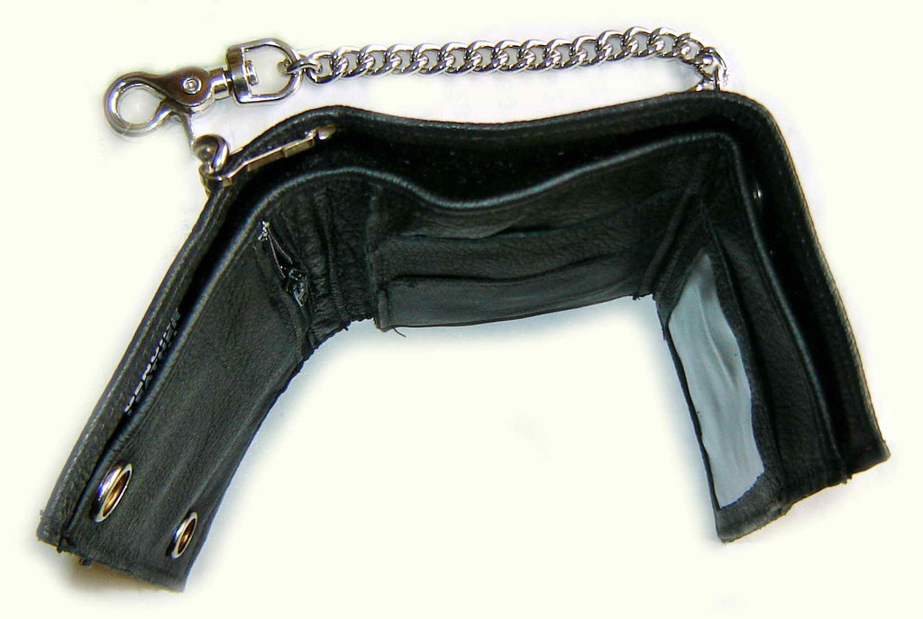 Leather WALLET BIKER DE-LUXE BLACK Made in USA !