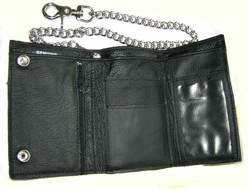 Leather WALLET BIKER DE-LUXE BLACK Made in USA !