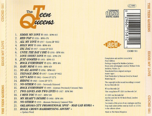 TEEN QUEENS (THE) - EDDIE MY LOVE - The Legendary Recordings Collection CD