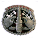 BIKER SPECIAL: "BURN RUBBER - NOT YOUR SOUL" SPARK & EAGLE Belt BUCKLE