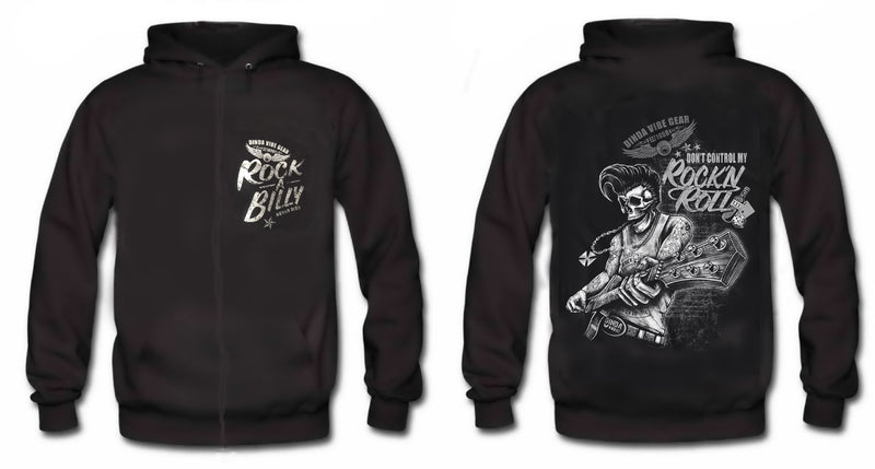DON'T CONTROL MY ROCK N ROLL - Rockabilly Guitar Skeletor  MEN Limited Edition HOODIE