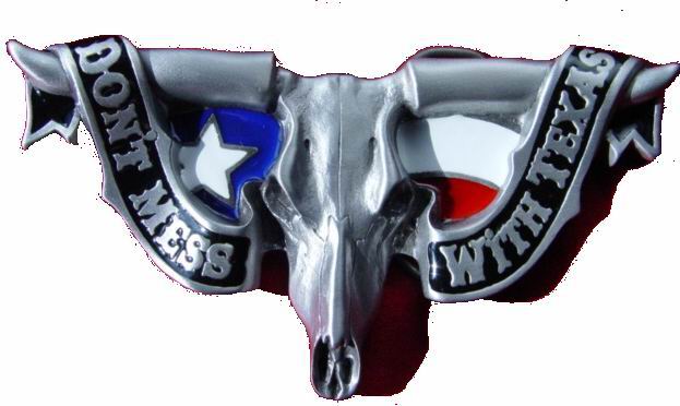 TEXAS LONG HORN "Nobody Messes with Texas" Western COUNTRY Belt BUCKLE