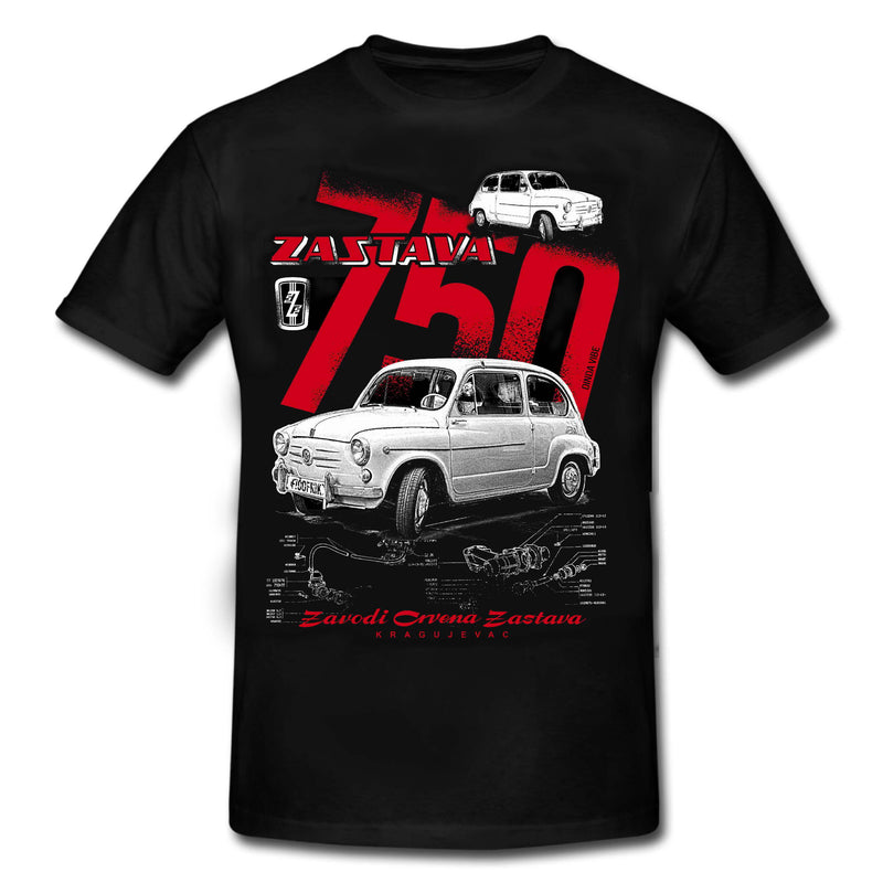 FOREVER YOUNG Series: FICO - ZASTAVA 750 Classic CAR T-Shirt SPECIAL EDITION Black