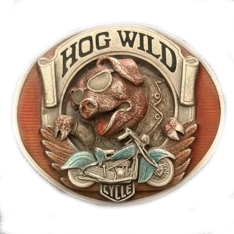 BIKER SPECIAL: HOG WILD Belt BUCKLE Original Bergamont USA, 1994