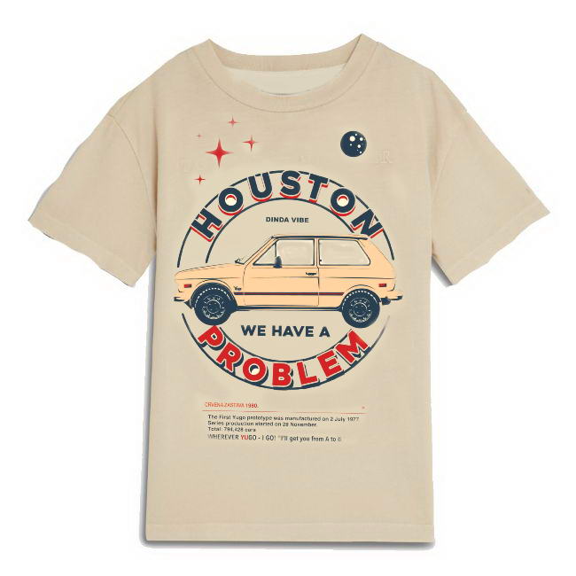 FOREVER YOUNG Series: HOUSTON WE HAVE A PROBLEM - YUGO Zastava Classic CAR T-Shirt SPECIAL EDITION Beige KIDS