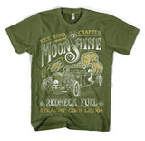 MOONSHINE "REDNECK FUEL - HAND CRAFTED" RAT ROD Rockabilly T-Shirt OLIVE GREEN KIDS