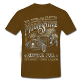 MOONSHINE "REDNECK FUEL - HAND CRAFTED" RAT ROD Rockabilly T-Shirt RUSTY BROWN