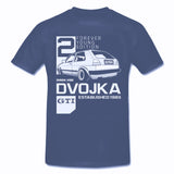 FOREVER YOUNG Series: GOLF 2 GTi (DVOJKA II) VW Classic CAR T-Shirt SPECIAL EDITION Indigo Blue