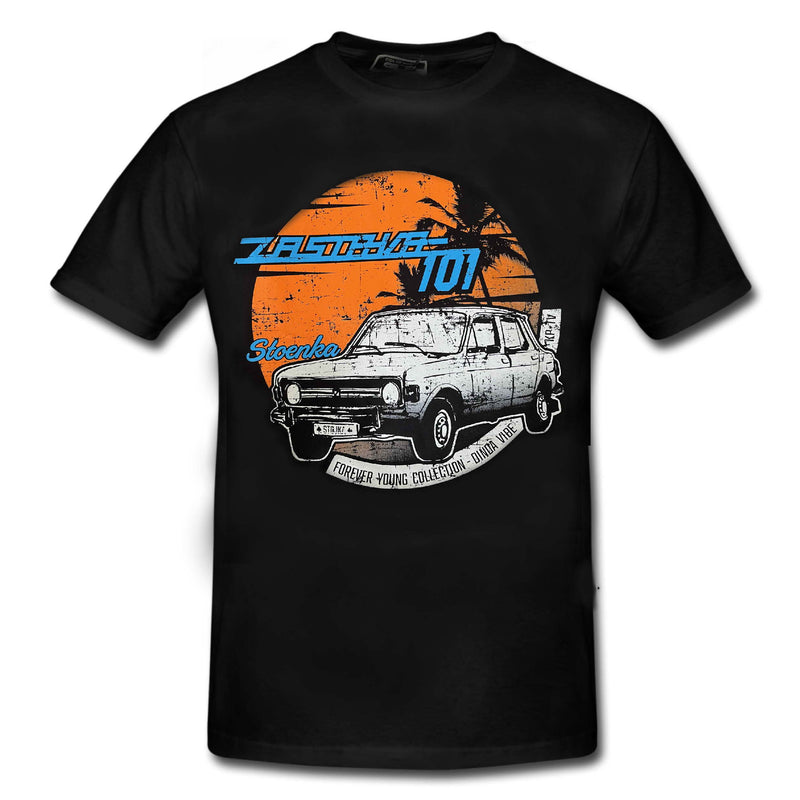 FOREVER YOUNG Series: ZASTAVA 101 Classic CAR T-Shirt SPECIAL EDITION Indigo Black