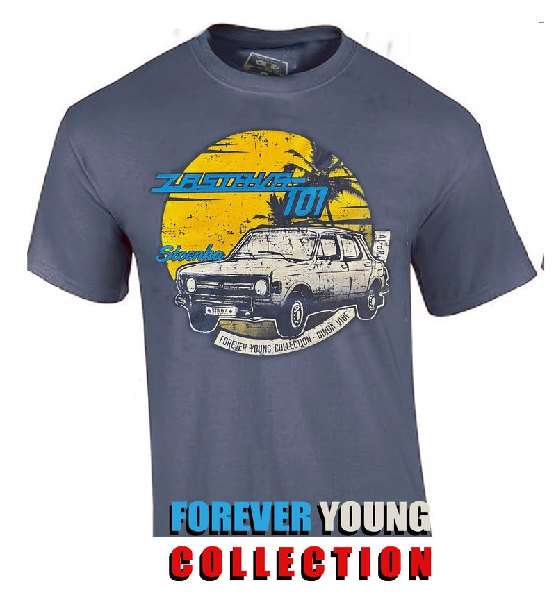 FOREVER YOUNG Series: ZASTAVA 101 Classic CAR T-Shirt SPECIAL EDITION Indigo Blue