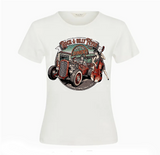 ROCKABILLY FEVER T-Shirt HOT ROD DINER Vintage WHITE Ladies