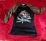 HAND TOOLS Pin Up Rockabilly Ladies T-Shirt 3/4 LEOPARD SLEEVES Special!