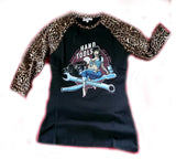 HAND TOOLS Pin Up Rockabilly Ladies T-Shirt 3/4 LEOPARD SLEEVES Special!