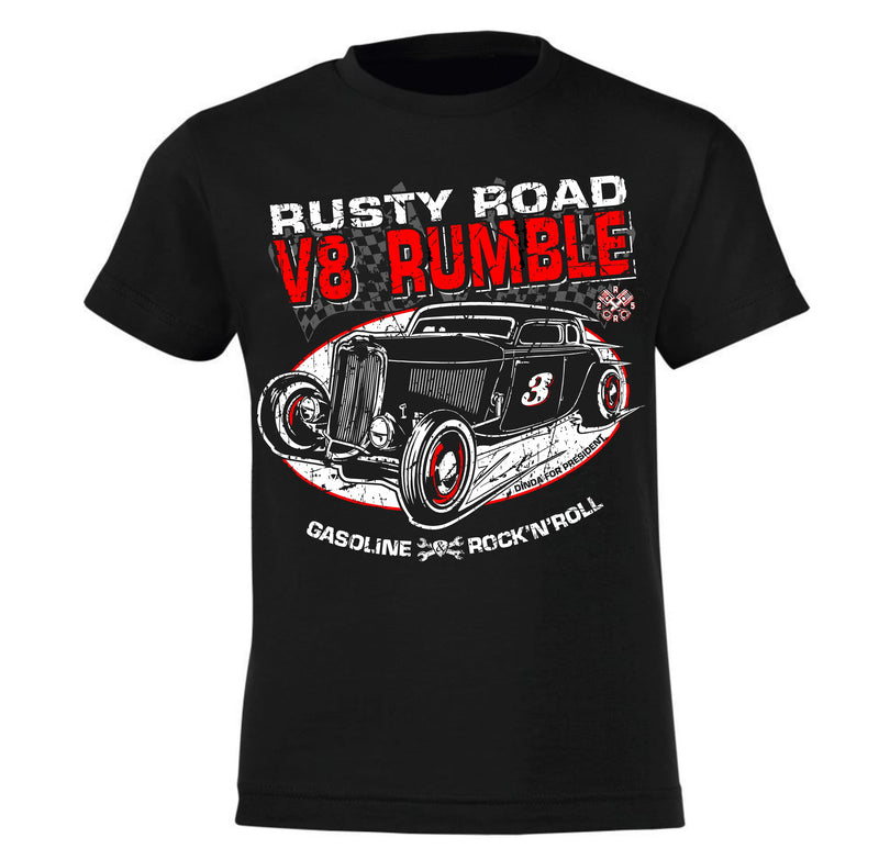 V8 RUMBLE 3 - Rusty Road - Rockabilly RAT ROD CAR Limited Edition T-Shirt KIDS