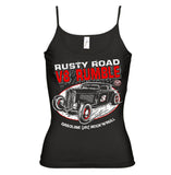 V8 RUMBLE 3 - Rusty Road - Rockabilly RAT ROD CAR Limited Edition Ladies TOP SPAGHETTI