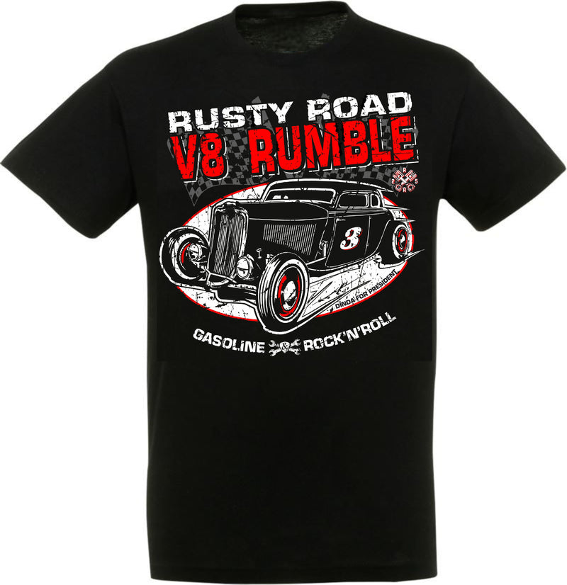 V8 RUMBLE 3 - Rusty Road - Rockabilly RAT ROD CAR Limited Edition T-Shirt Men