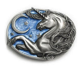UNICORN MAGIC NIGHT - MOON & STARS SUPER 3D Belt BUCKLE Vintage Look