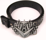 V8 - HORSE SHOE LUCK Nautical Star RACING FLAG Ultimate HT ROD Belt BUCKLE