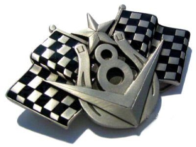 V8 - HORSE SHOE LUCK Nautical Star RACING FLAG Ultimate HT ROD Belt BUCKLE XL