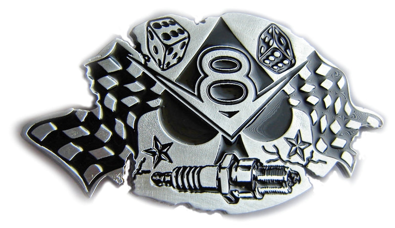 V8 HOT ROD, DICES, SPARK - OPTICAL SKULL ILLUSION Ultimate Belt BUCKLE