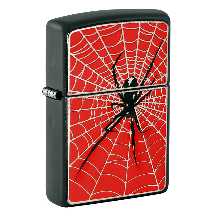 Zippo RED WEB SPIDER Super 3D Massive Plate Black Matte Edition