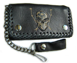 Leather WALLET SKULL 3D BARBWIRE Special 5 Compartments