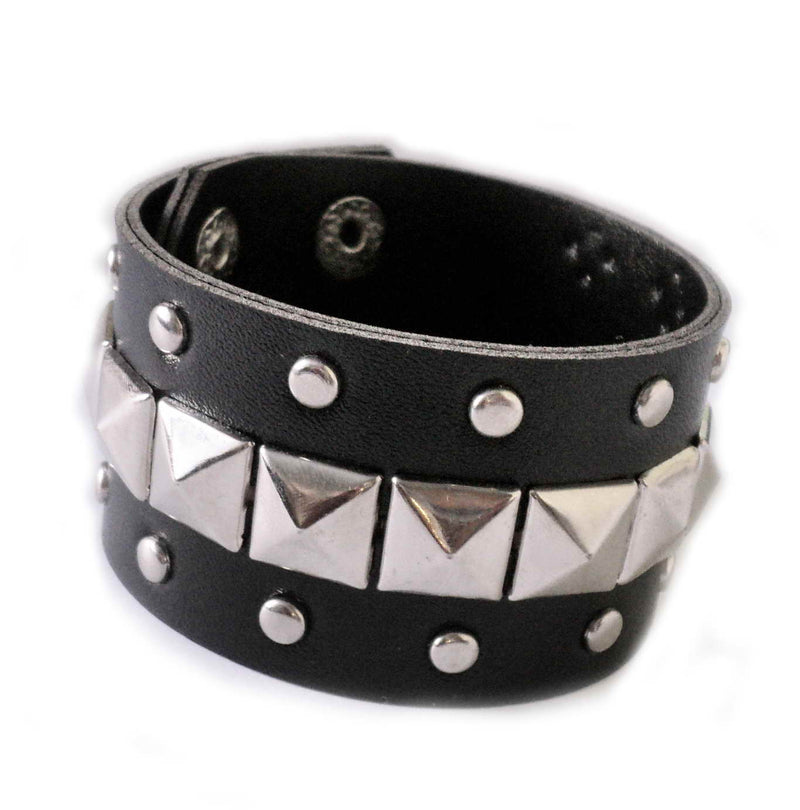 Bracelet SINGLE PYRAMID STUD Vintage Style RETRO CLASSIC Real Leather SPECIAL PRICE!