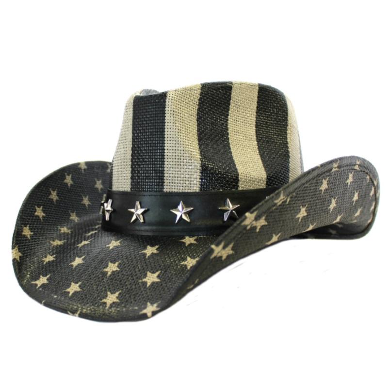 Classic COWBOY HAT - USA FLAG -  Black and White Edition!