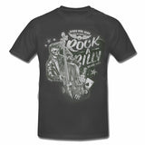 ROCKABILLY WILL NEVER DIE - SLAP BASS SKULL SKULL Original T-Shirt Dark Grey