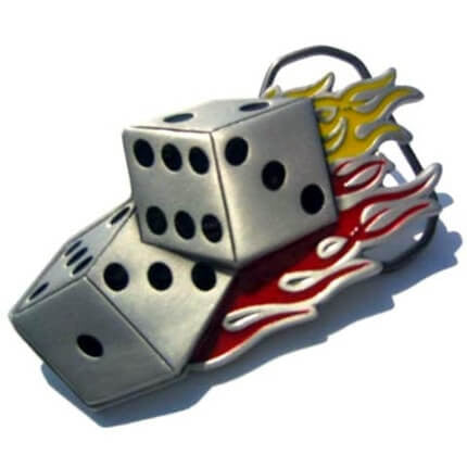 FLAMING DICES Rockabilly Belt BUCKLE