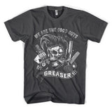 GREASER - WE ARE THE GOOD GUYS Rockabilly Skull T-Shirt Grey MEN