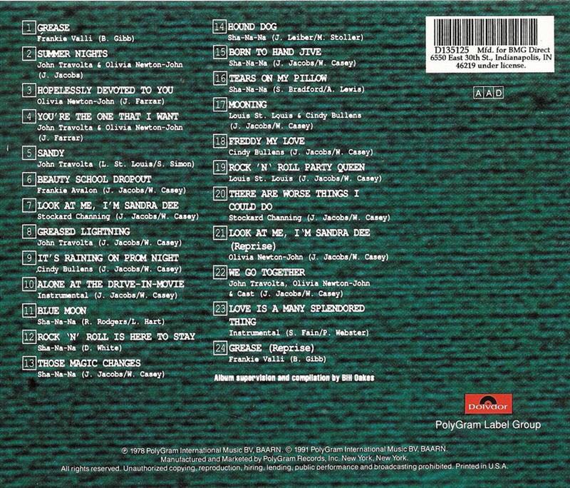 GREASE - ORIGINAL MOVIE SOUNDTRACK CD Super Classic!