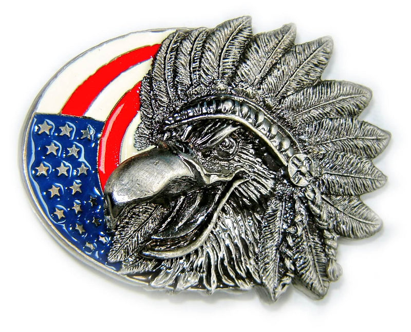 INDIAN EAGLE USA Flag Belt BUCKLE