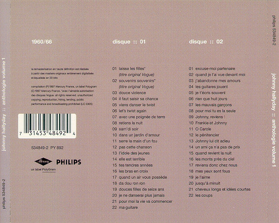 JOHNNY HALLYDAY - ANTHOLOGIE VOL. 1 2CD Fantastic Collection CD