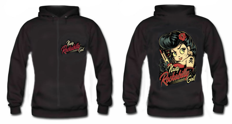 Betty Cool - NASTY ROCKABILLY GIRL Ladies HOODIE