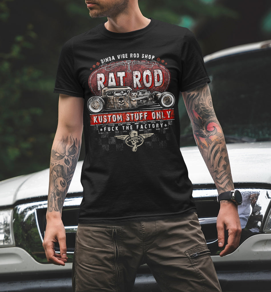 RAT ROD - KUSTOM STUFF ONLY "F*ck the factories" Official Licensed T shirt