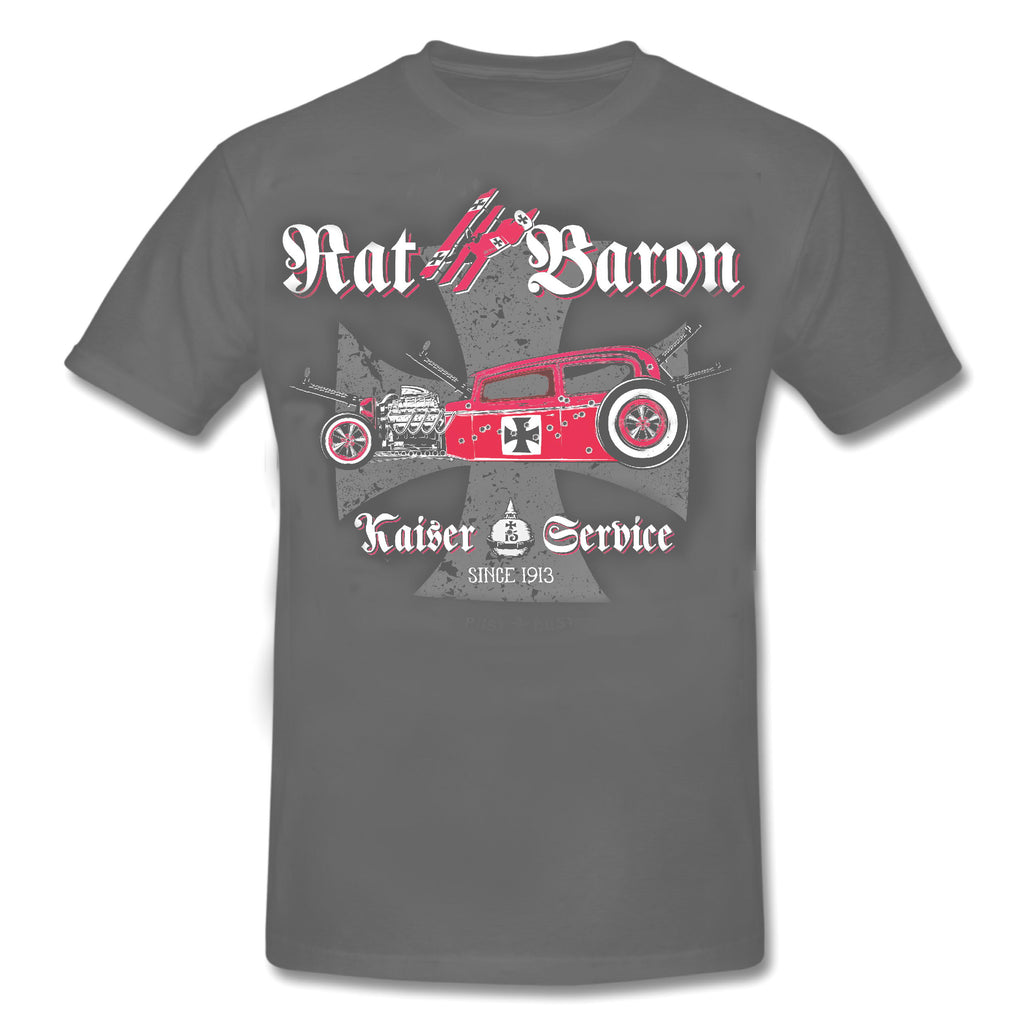 RAT BARON - Kasier Service - HOT ROD ROCKABILLY T-Shirt GREY