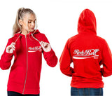 ROCK N ROLL - "Can't Beat The Feeling" Rockabilly HOODIE Red with ZIPPER Ladies