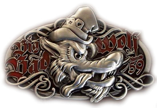 BIG BAD WOLF Rockabilly Special XL Belt BUCKLE Discontinued MEGA RARE!