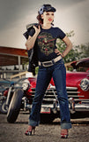 SPEED QUEEN - HOT ROD Pin Up Girl V8 Rockabilly T-Shirt Ladies